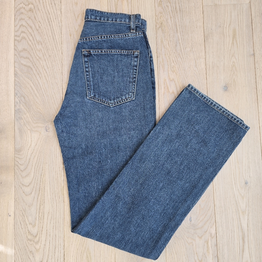 Reformation high waist relaxed fit boot cut jeans, size 26, Baltic denim wash